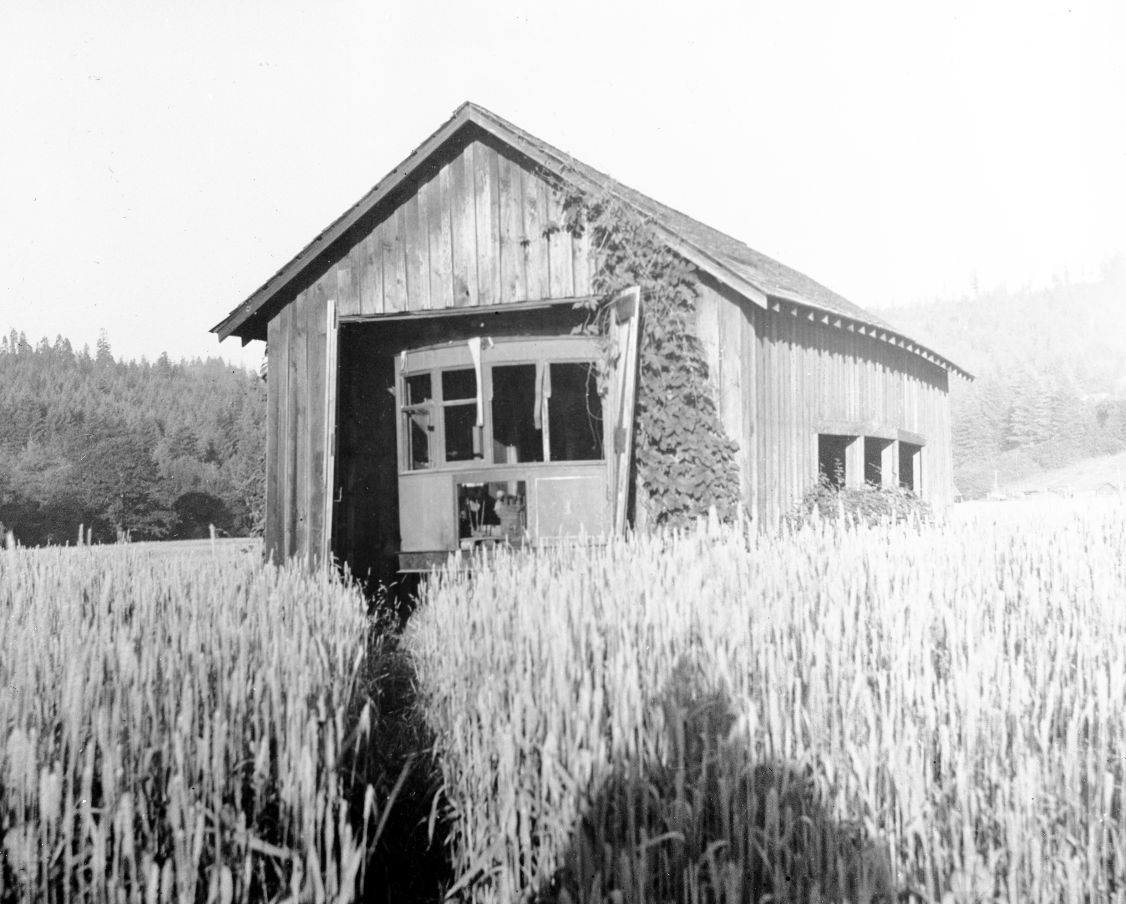 The gasoline-powered doodlebug nicknamed "The Skunk" languished in a barn in a wheat field after the railroad was abandoned in 1935.