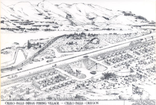 Drawing, Celilo Village plan, 1948