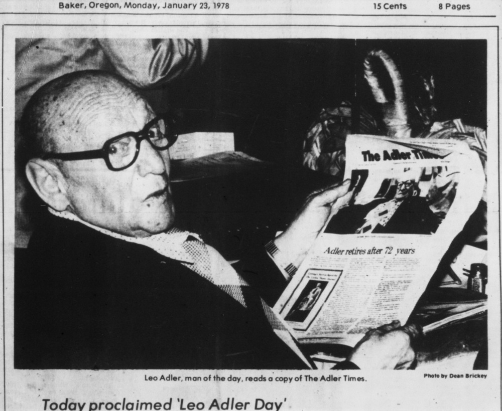 Leo Adler honored for his charity at his retirement banquet, Jan. 1978.