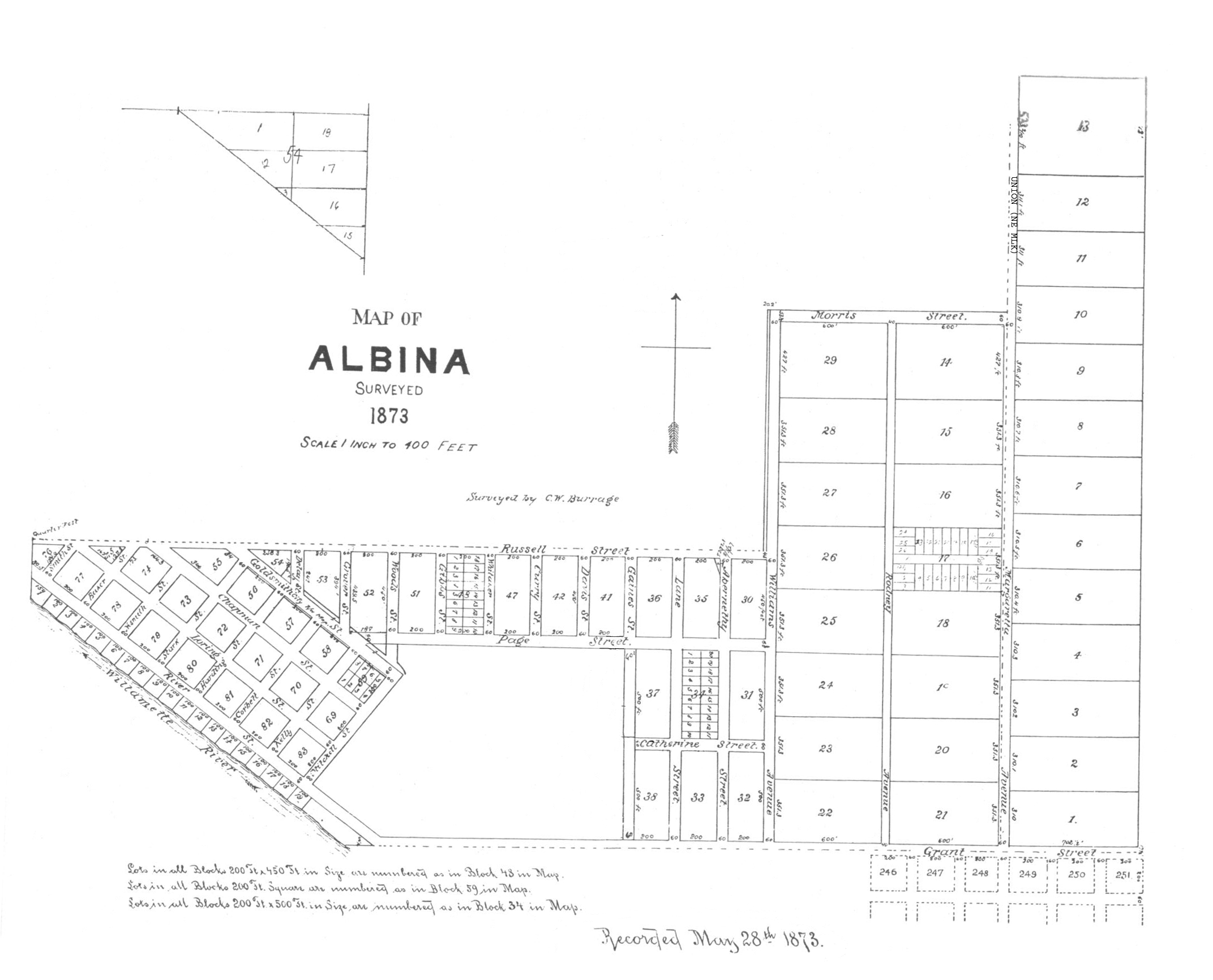 Albina plat map, 1873.
