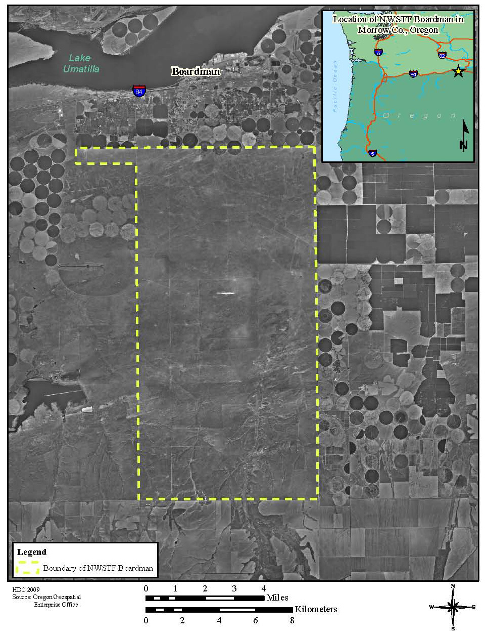 Aerial view of Boardman and Naval Weapons Systems Training Facility, 2003.