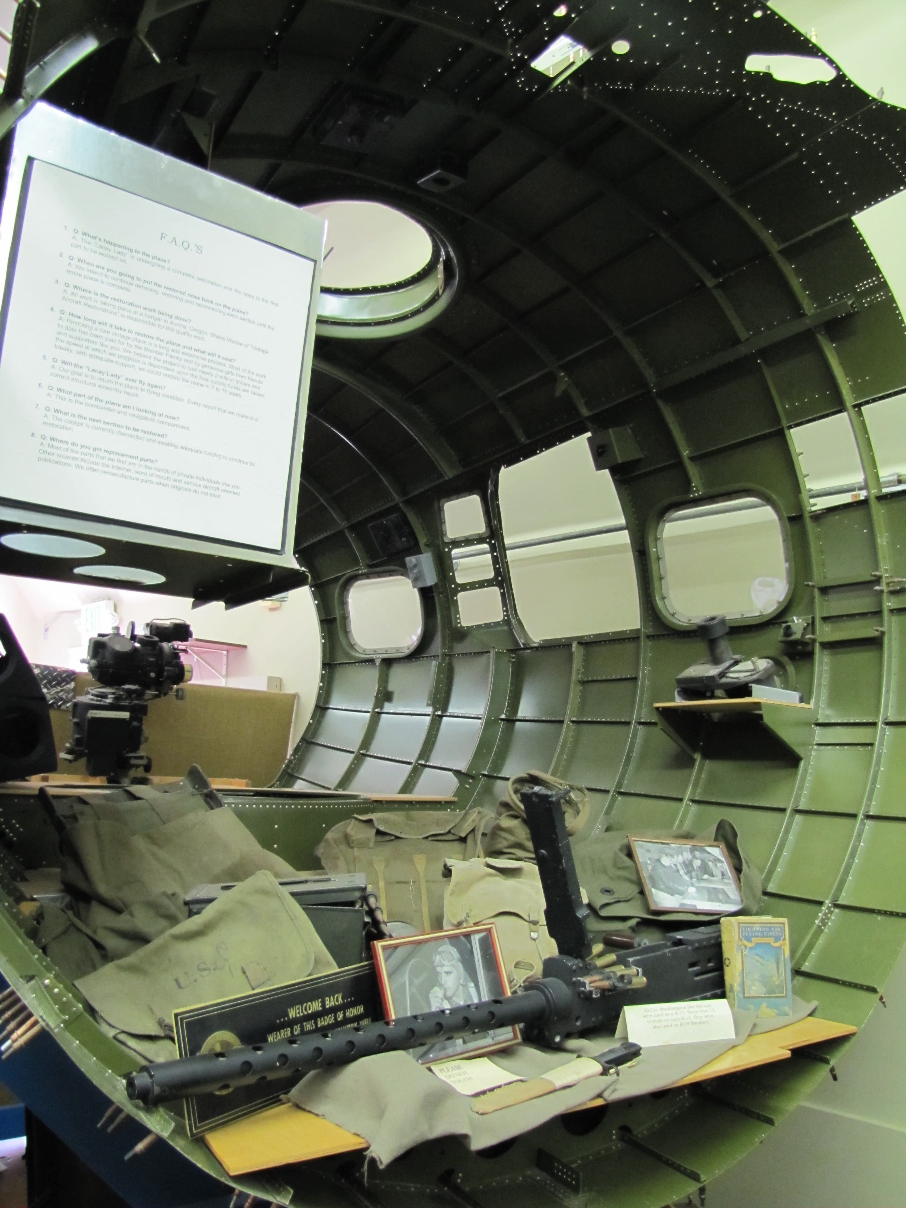 B-17 Flying Fortress nose section display at The Bomber Restaurant 