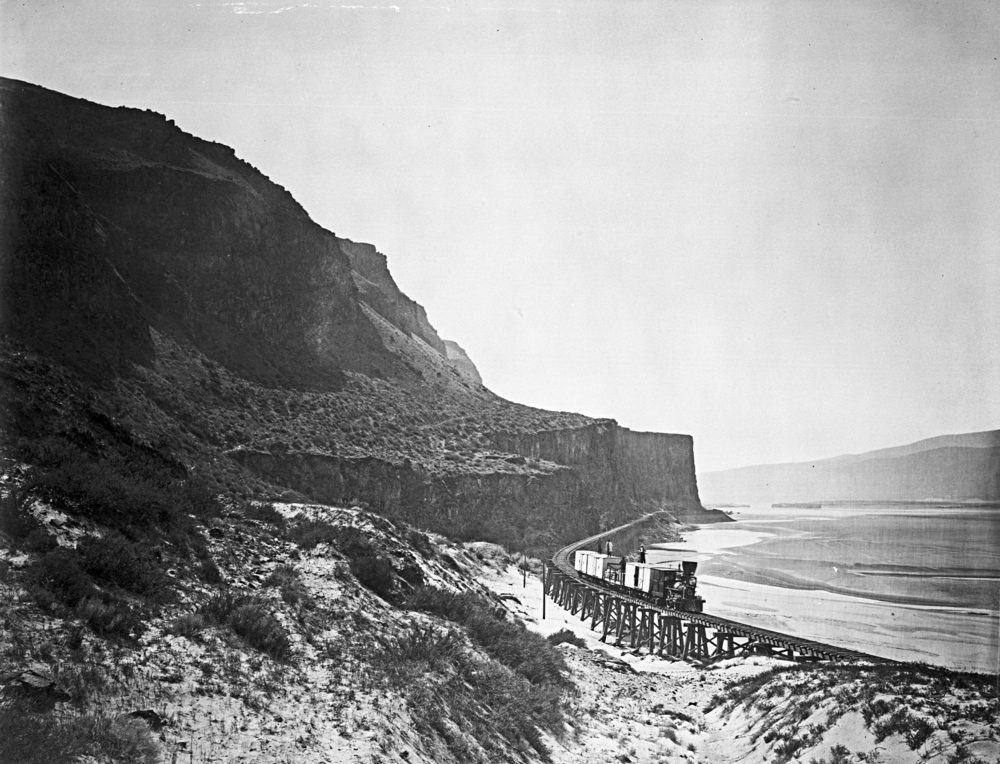 Portage railroad, Cape Horn, near Celilo, 1867.