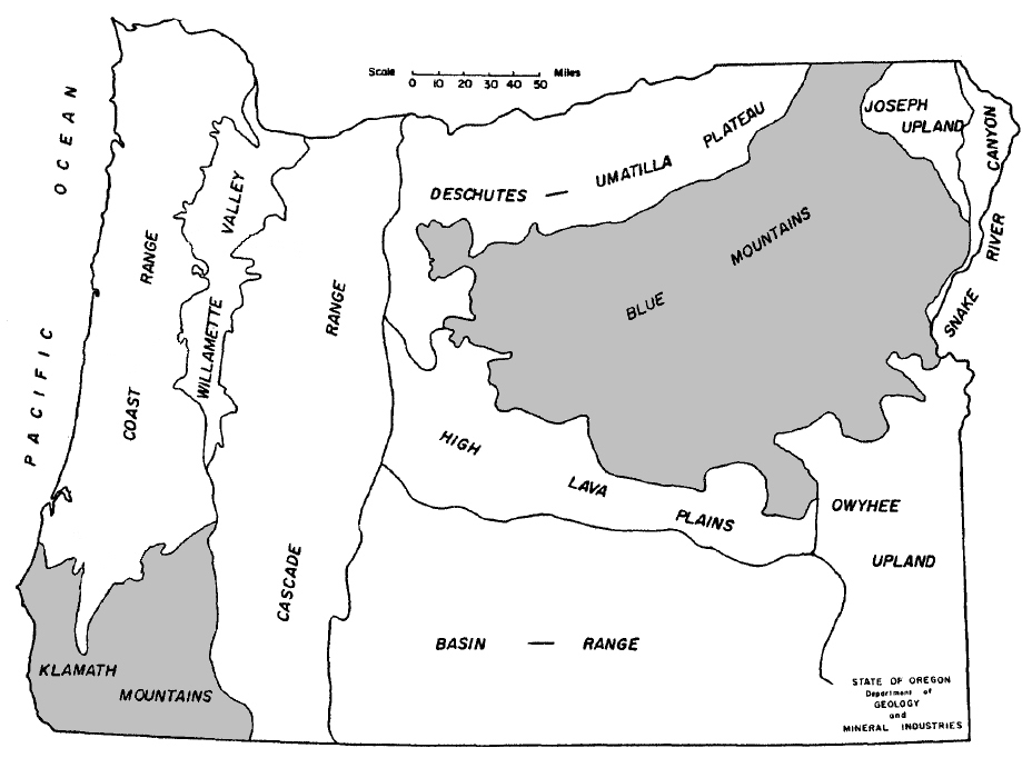 Geomorphic divisions of Oregon.