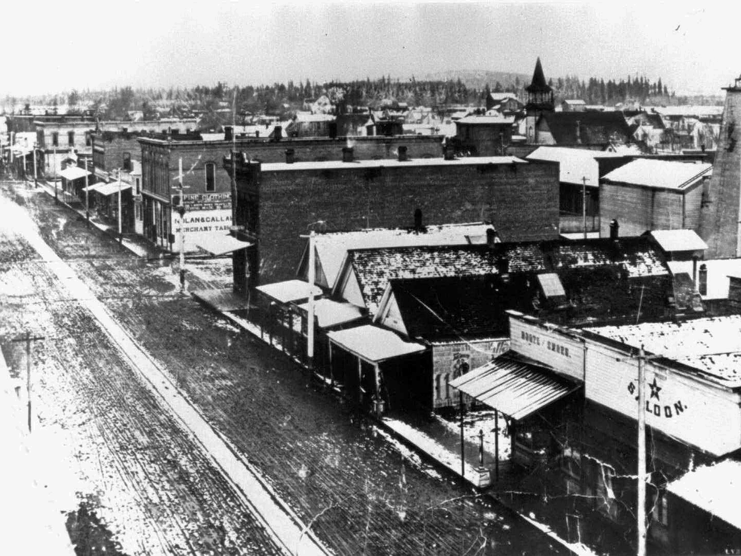 Streetcar tracks in Corvallis, 2nd St. between Madison and Monro, about 1895.