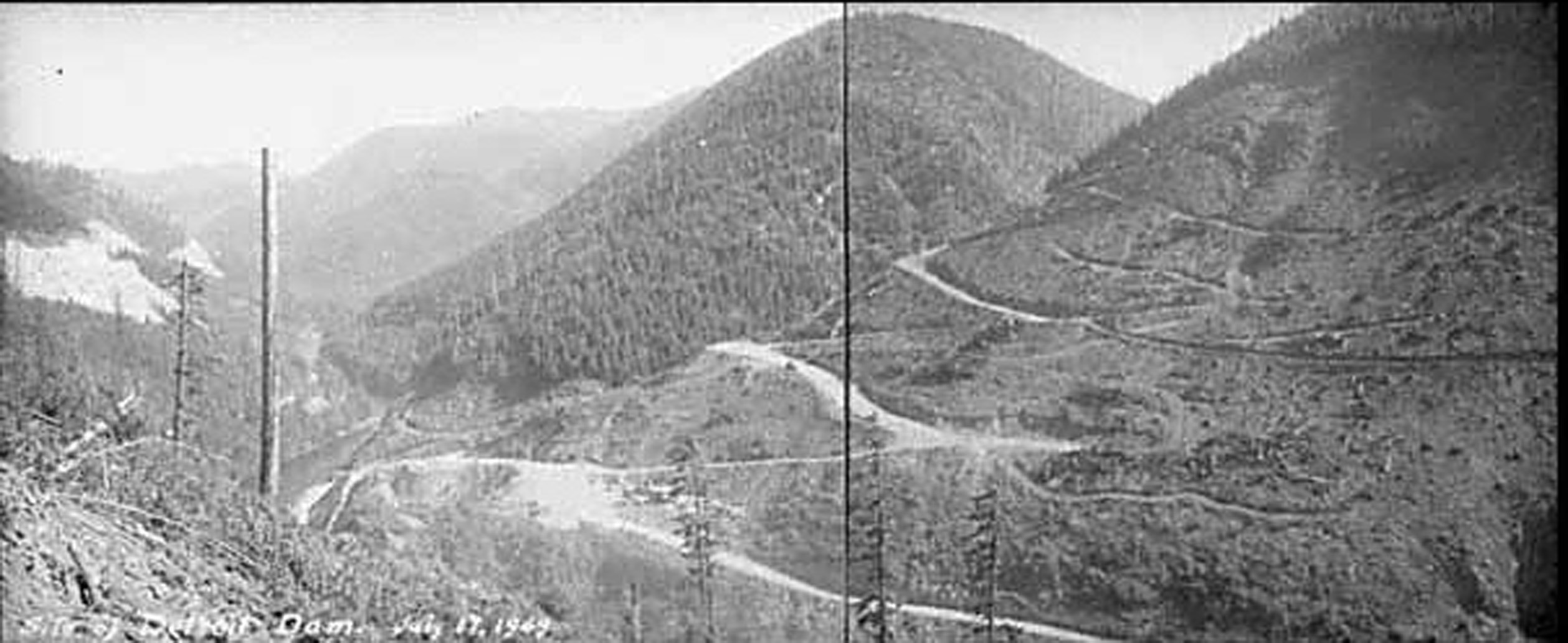 Site of Detroit Dam, 1949.