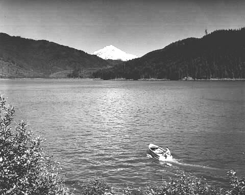 Detroit Lake and Mount Jefferson from Highway 22, 1950s..