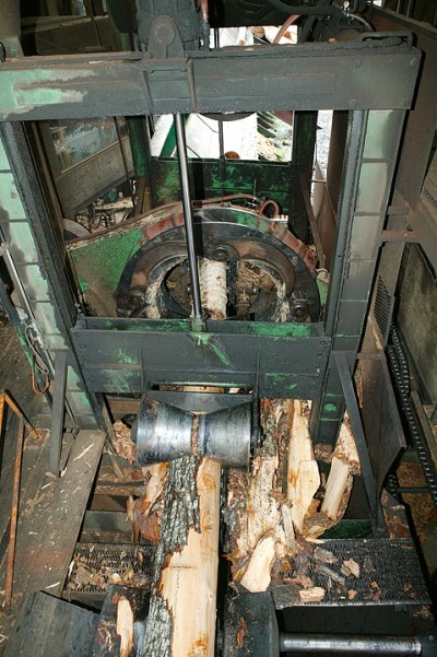De-barking logs, Hull-Oakes Lumber Mill, Feb. 2011.