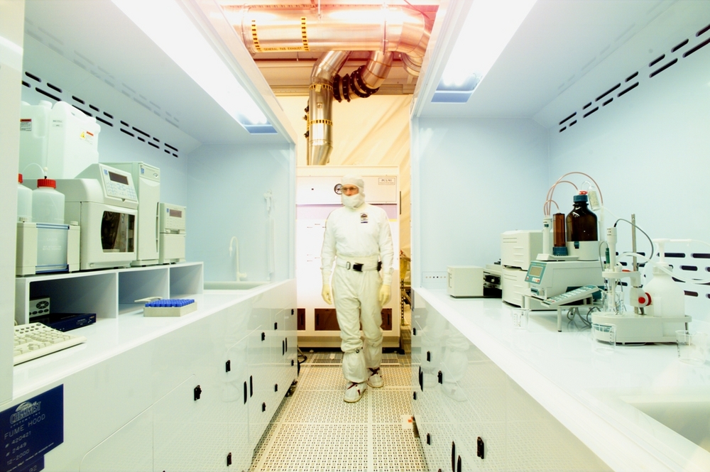 Technicians inside an Intel Oregon fabrication facility.