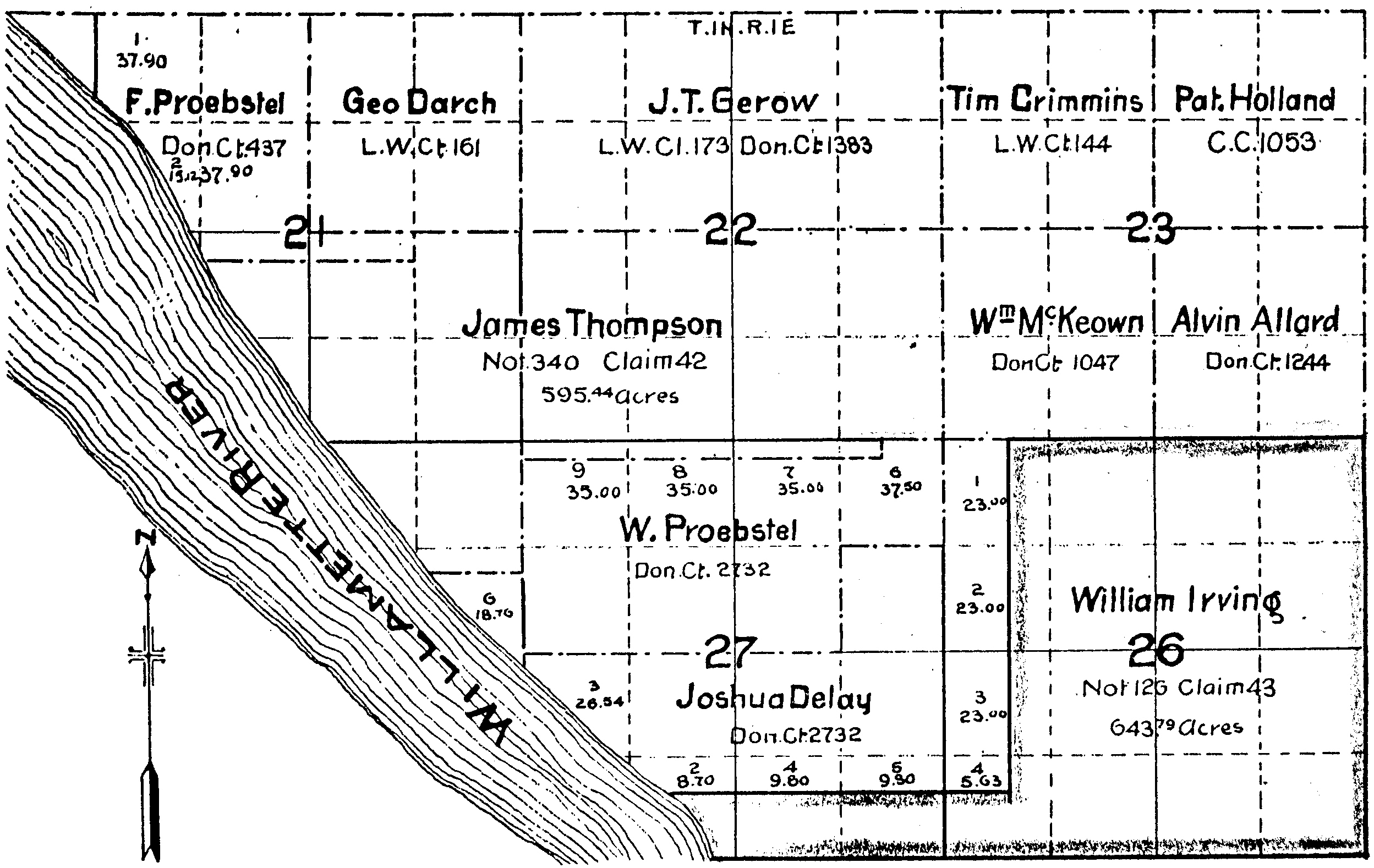 Irvington area Donation Land Claim map.