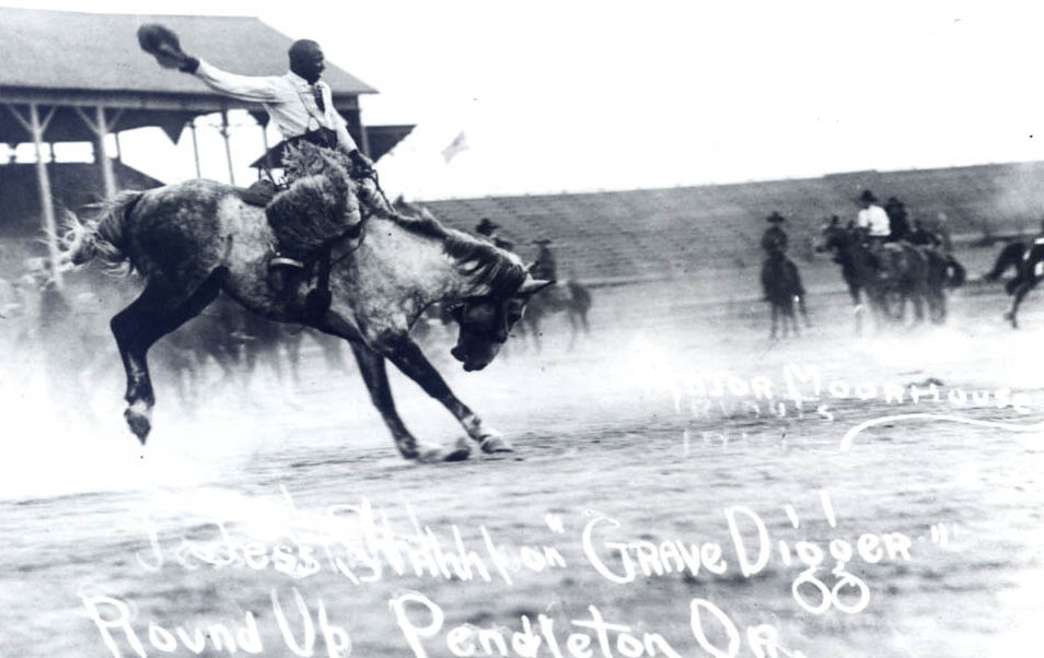 Jesse Stahl on Grave Digger (horse), c. 1916