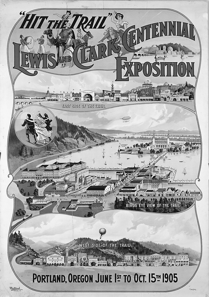 "Hit the Trail" poster for the 1905 Lewis & Clark Expo.