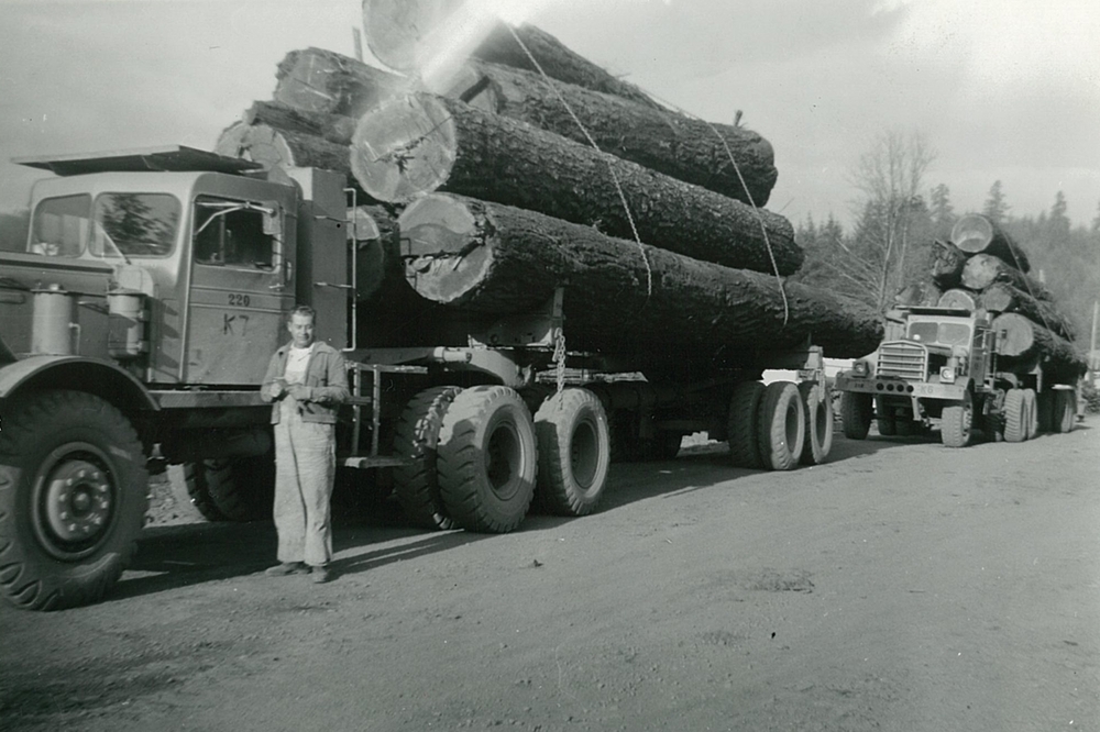 Willamette Industries log trucks.
