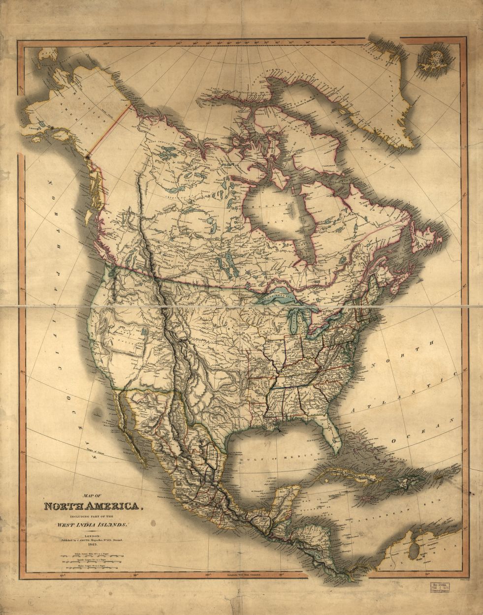 Map of North America, 1849, by Charles Smith