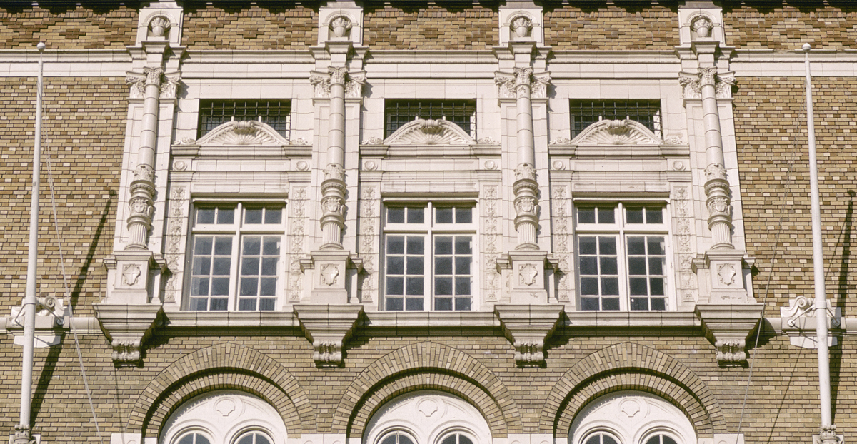 Detail of Masonic Building, Salem, Feb. 1966.