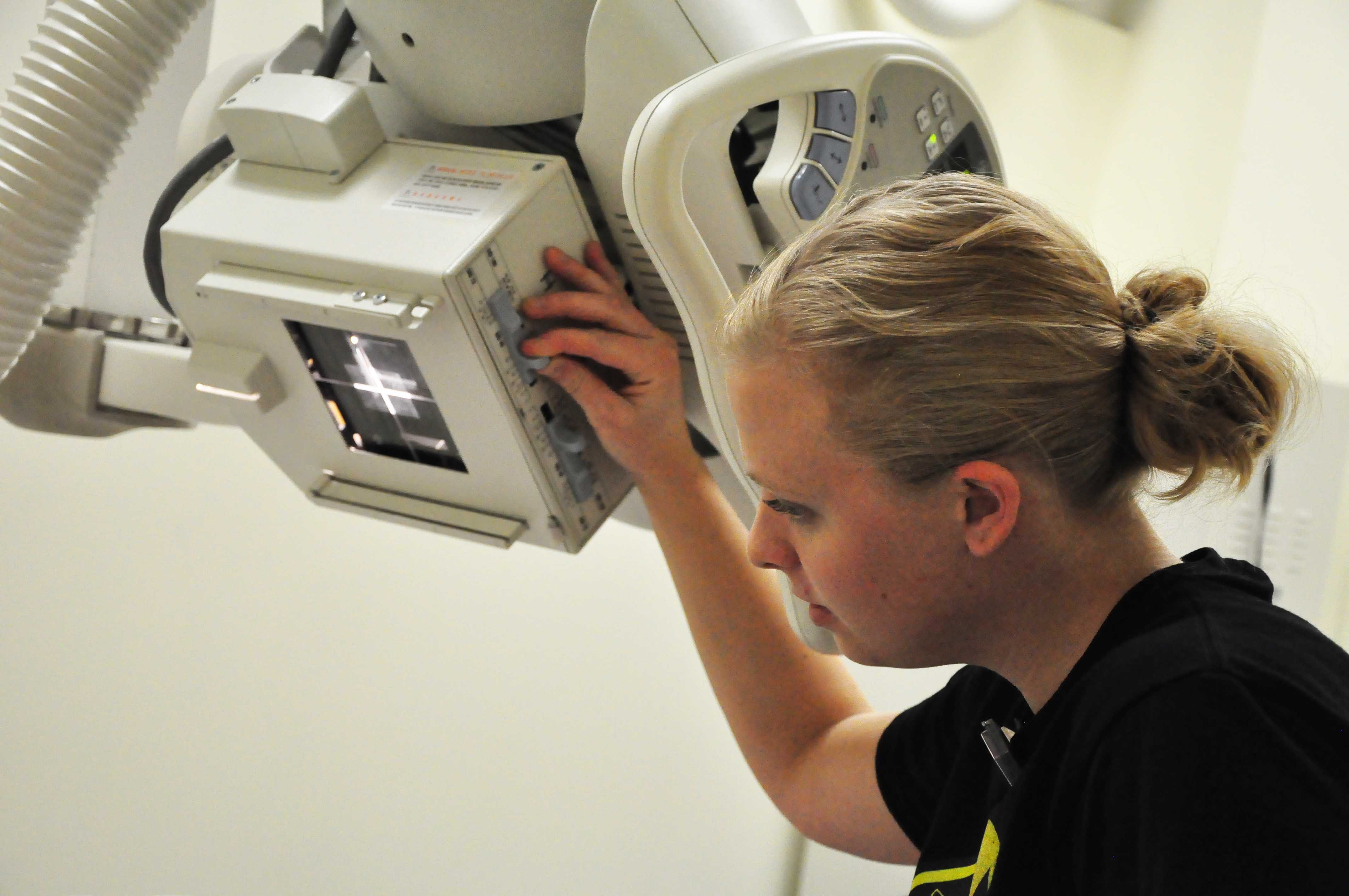 Radiologic Science student in x-ray lab in the Martha Anne Dow Center for Health Professions, Oct. 2009.