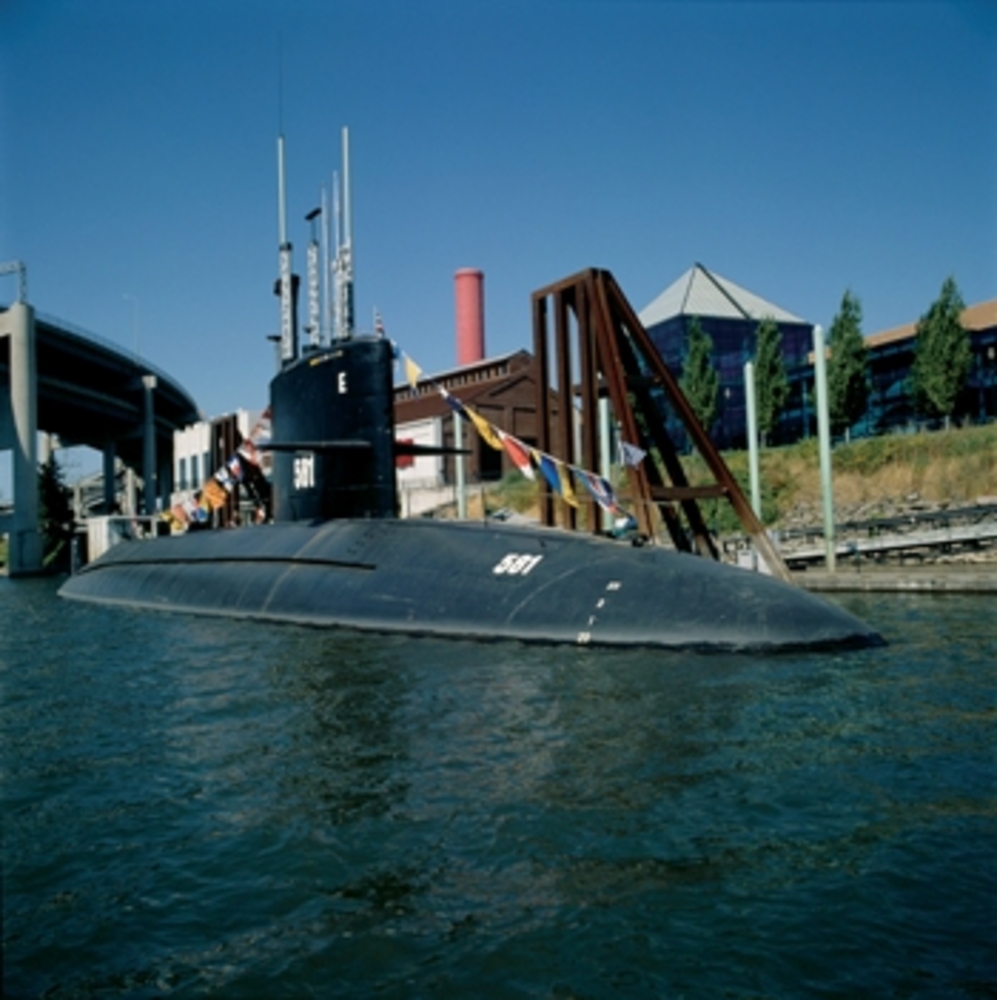 U.S.S. Blueback submarine in Willamette River at OMSI.