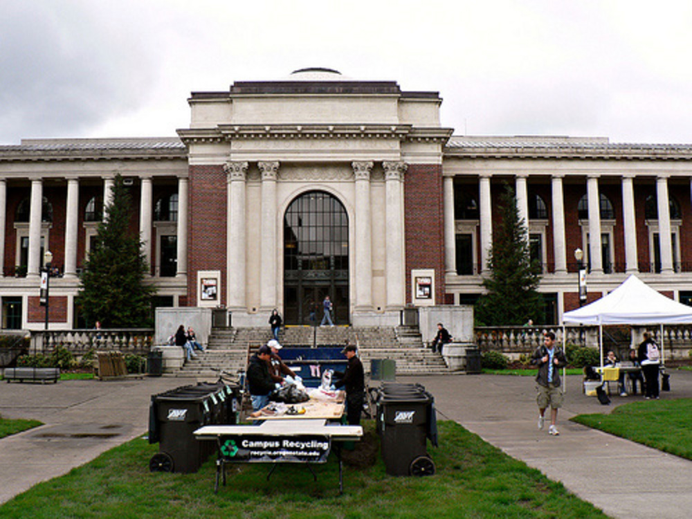 Recycling event at OSU's Memorial Union, April 2008.