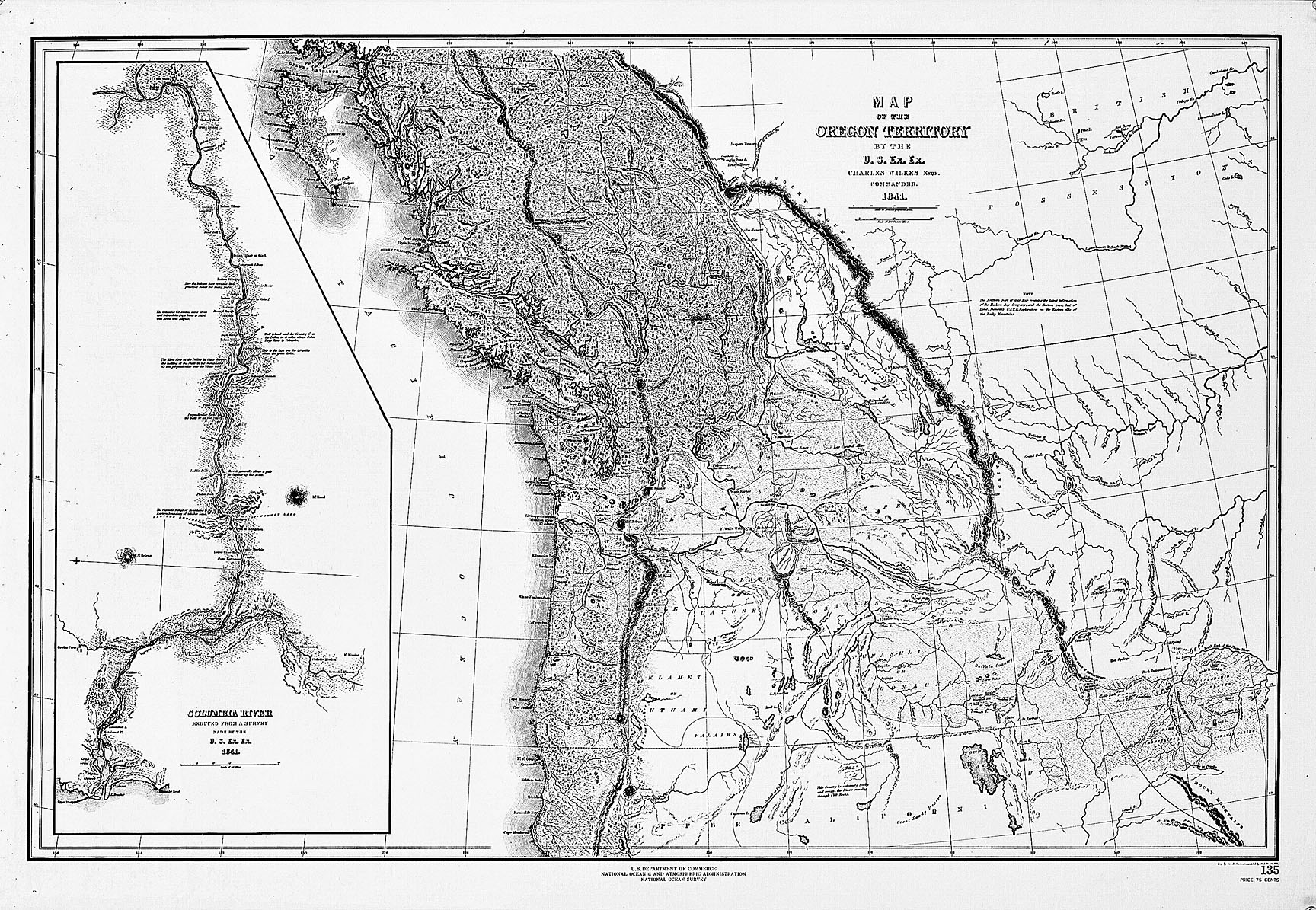 Oregon Territory Exploring Expedition, 1841, Charles Wilkes Expedition.