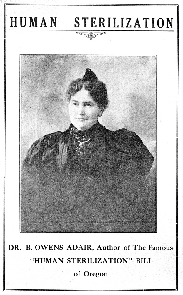 Title page from Owens-Adair's book "Human Sterilization."