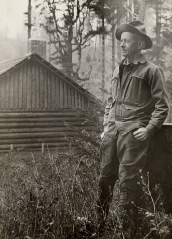 George Peavy near Peavy Arboretum, 1935.