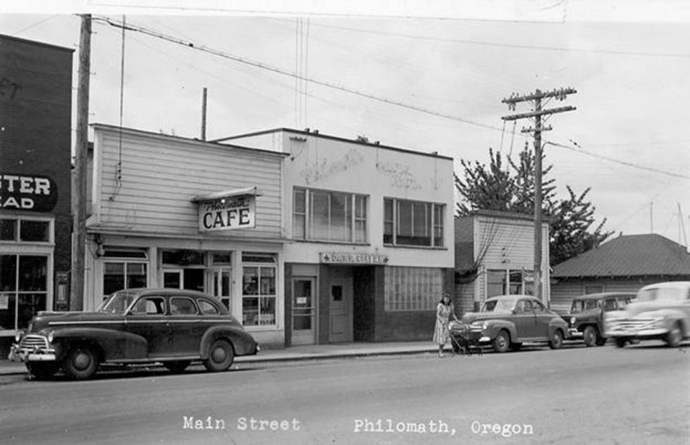 Main Street, Philomath, between 13th and 14th Streets, about 1950.
