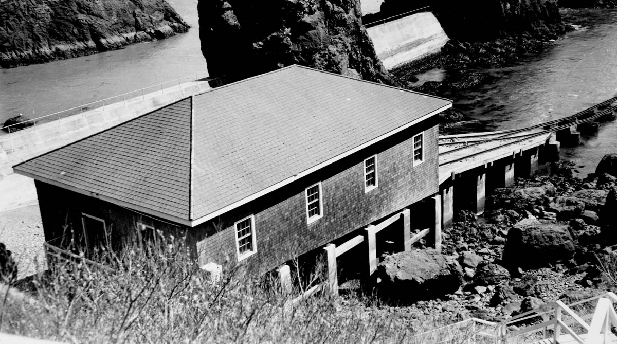 Port Orford Lifeboat Station Boathouse at Nellie's Cove, 1930s-1940s.