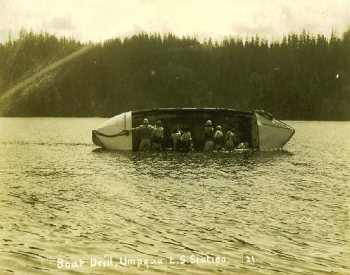 Port Orford Lifeboat Station crew drill at Flores Lake.