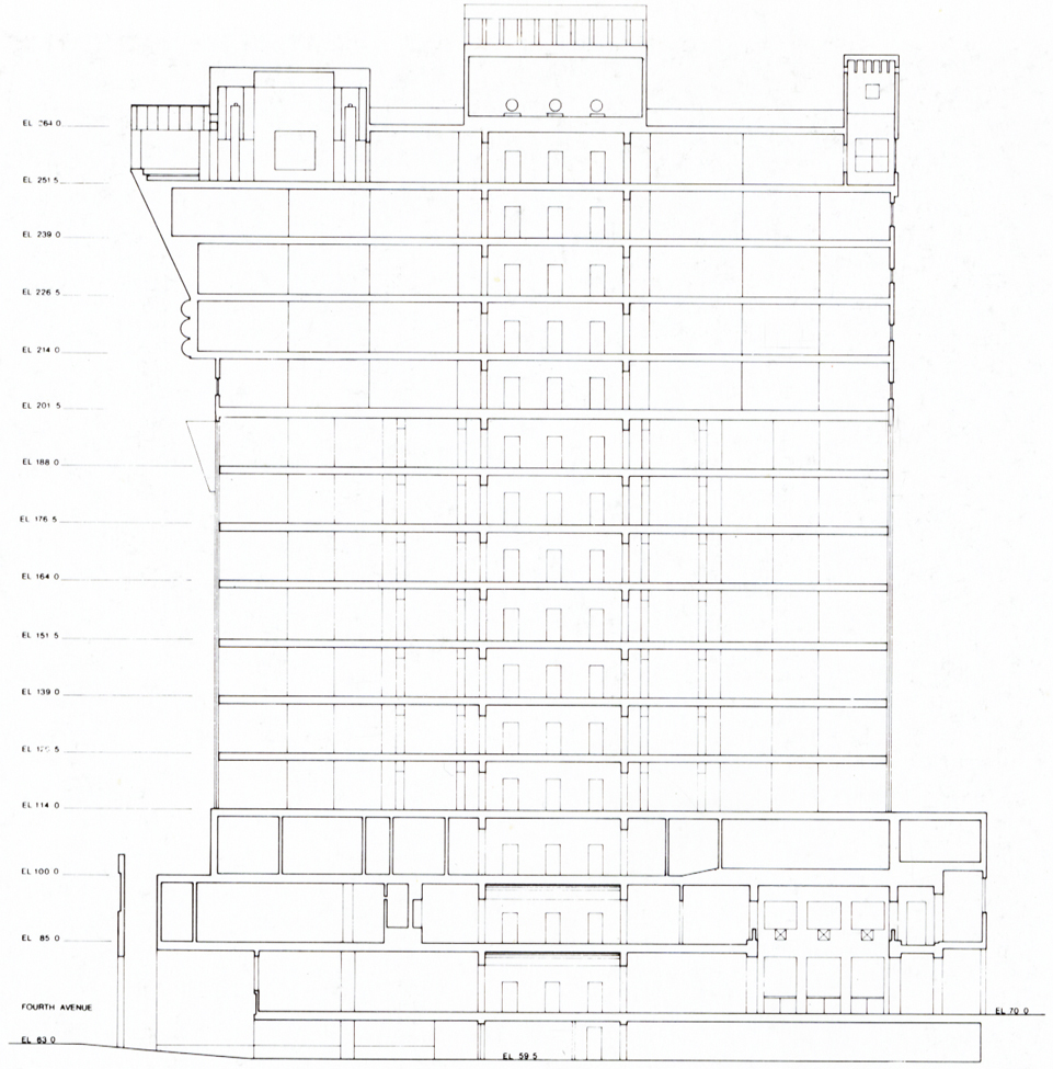 Portland Building, architectural drawing, 1982, by Michael Graves