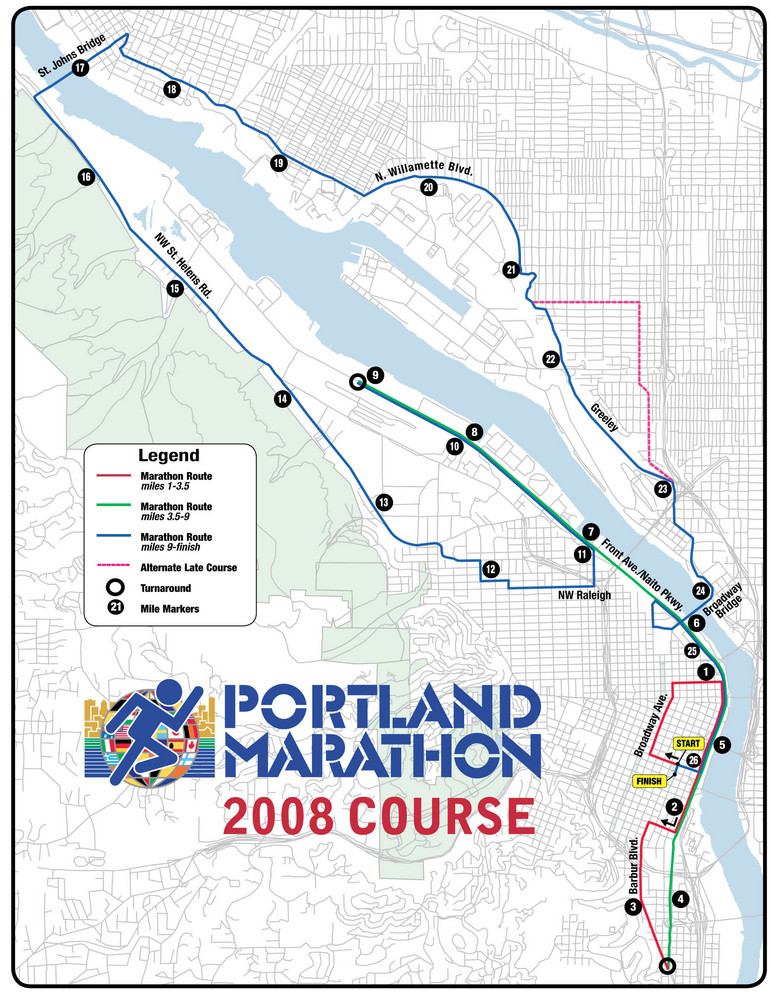 Portland Marathon Course, 2008.