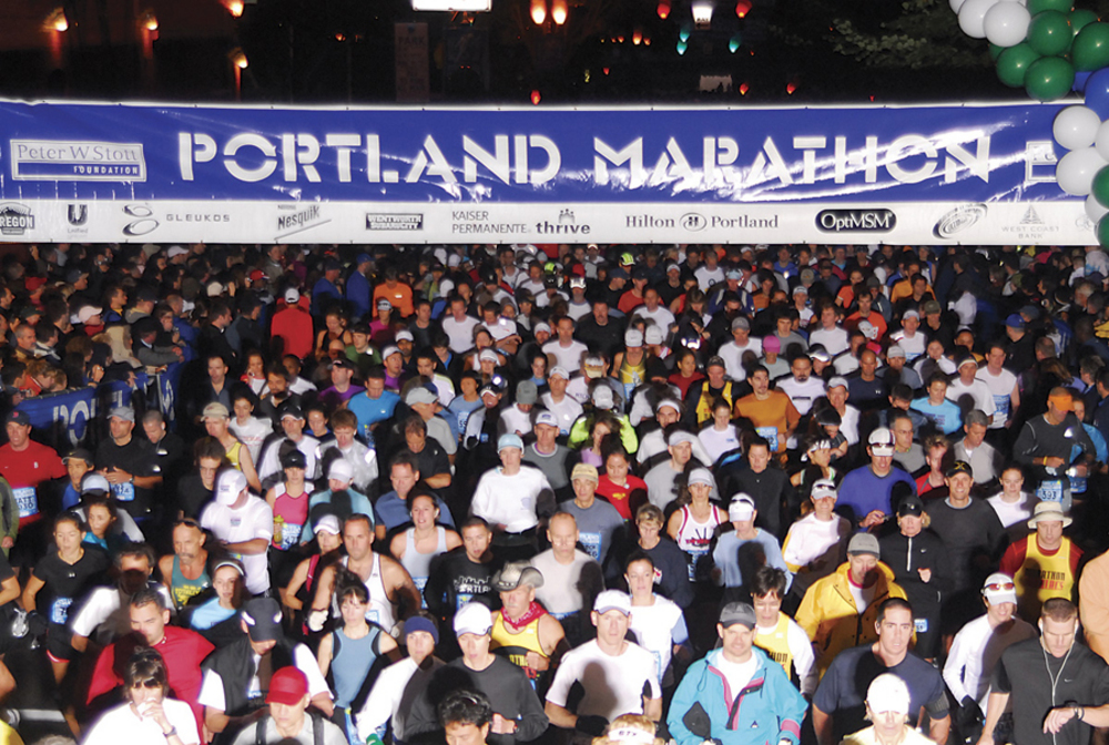 7 a.m. start to Portland Marathon.