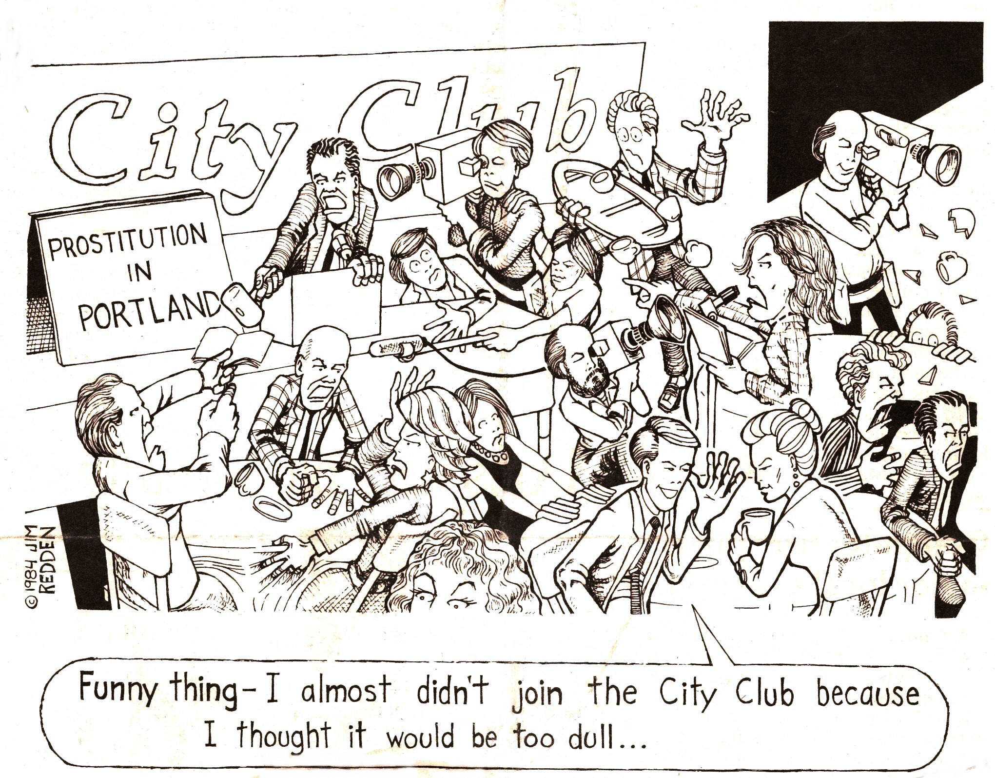 Editorial Cartoon about City Club's 1984 Prostitution Study, 1984.