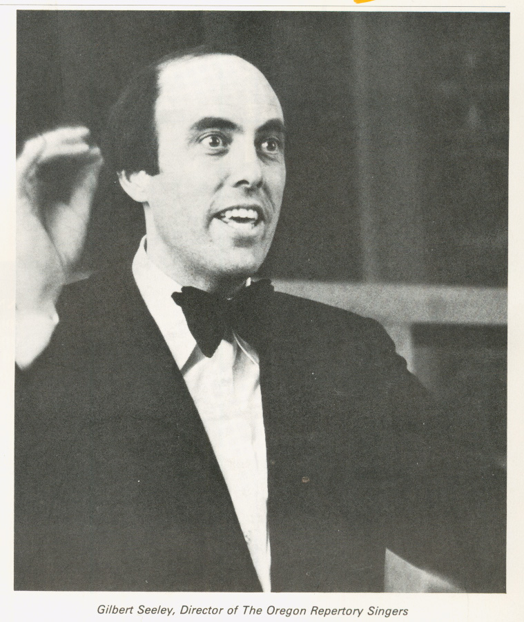 Gilbert Seeley conducting the Oregon Repertory Singers, 1984.