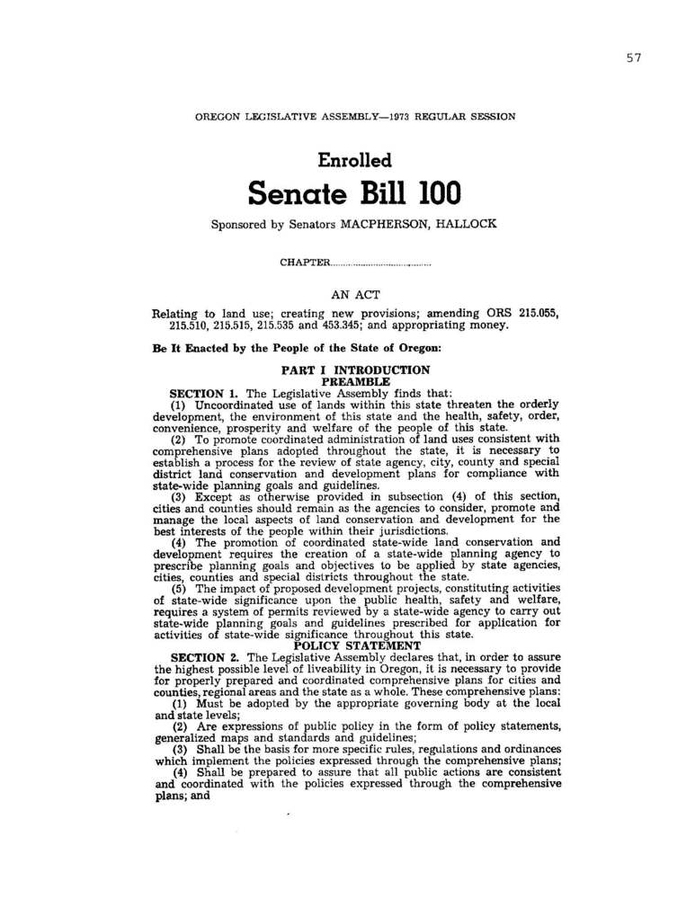 First page of Senate Bill 100.
