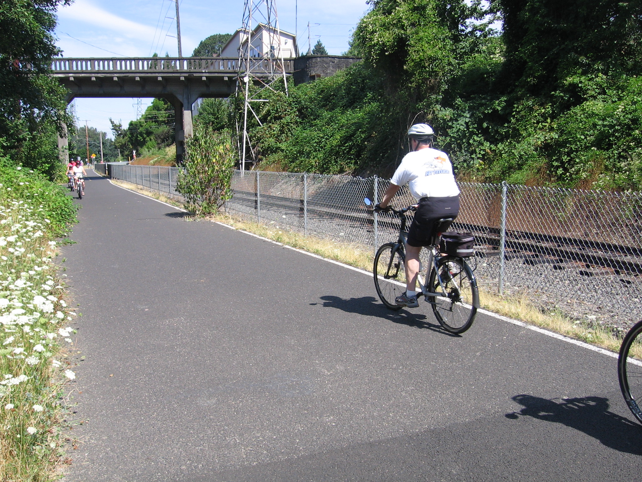 Springwater Corridor Trail passes under Sellwood Bridge, Portland, Aug. 21, 2011.