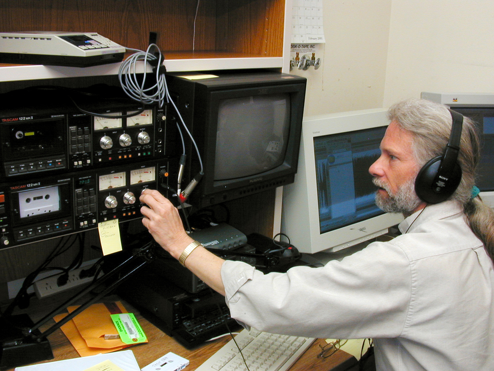 Analyzing audio at the USFWS Forensics Lab.