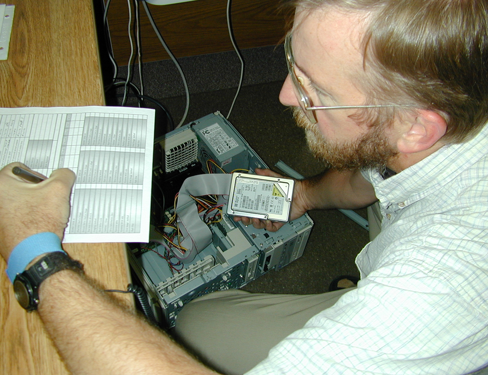 Analyzing seized computers at the USFWS Forensics Lab.