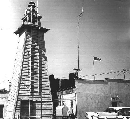 City fire bell & police headquarters, Willamina, Aug. 1961.