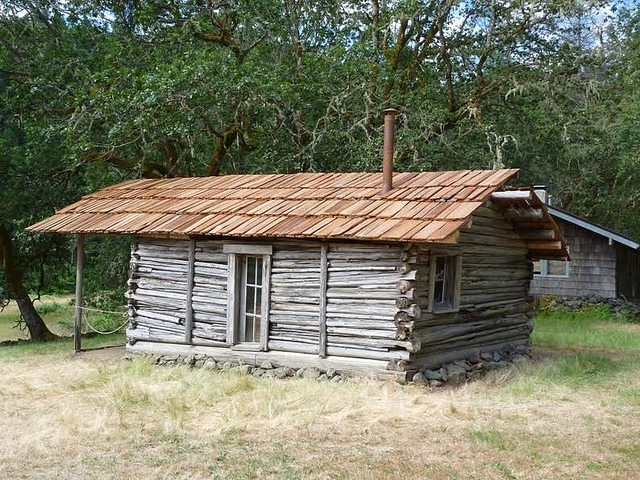 Zane Grey's cabin with new wood-shake roofing.
