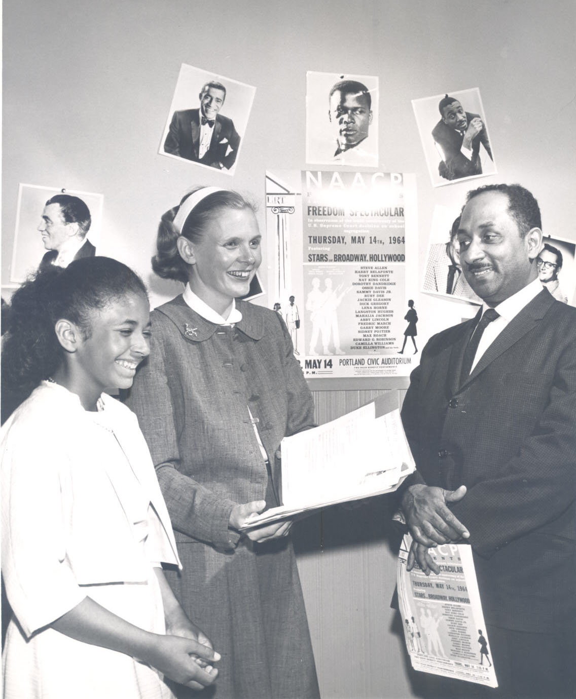 Mary Kay Rowland and Bill McClendon at a NAACP event in Portland (young girl is unidentified).