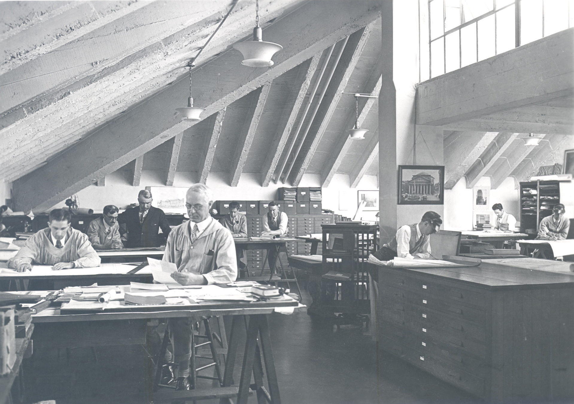 Doyle is not in the photo, but Pietro Belluschi is pictured second from the far right. 