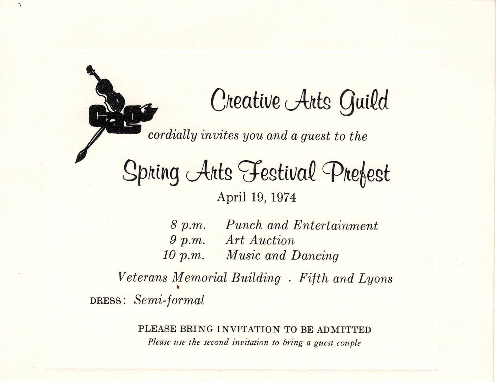 CAG invitation, 1974