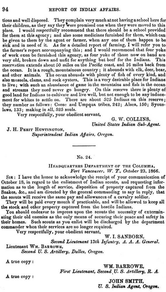 G. W. Collins' June 1867 report on the Alsea Sub-Agency.