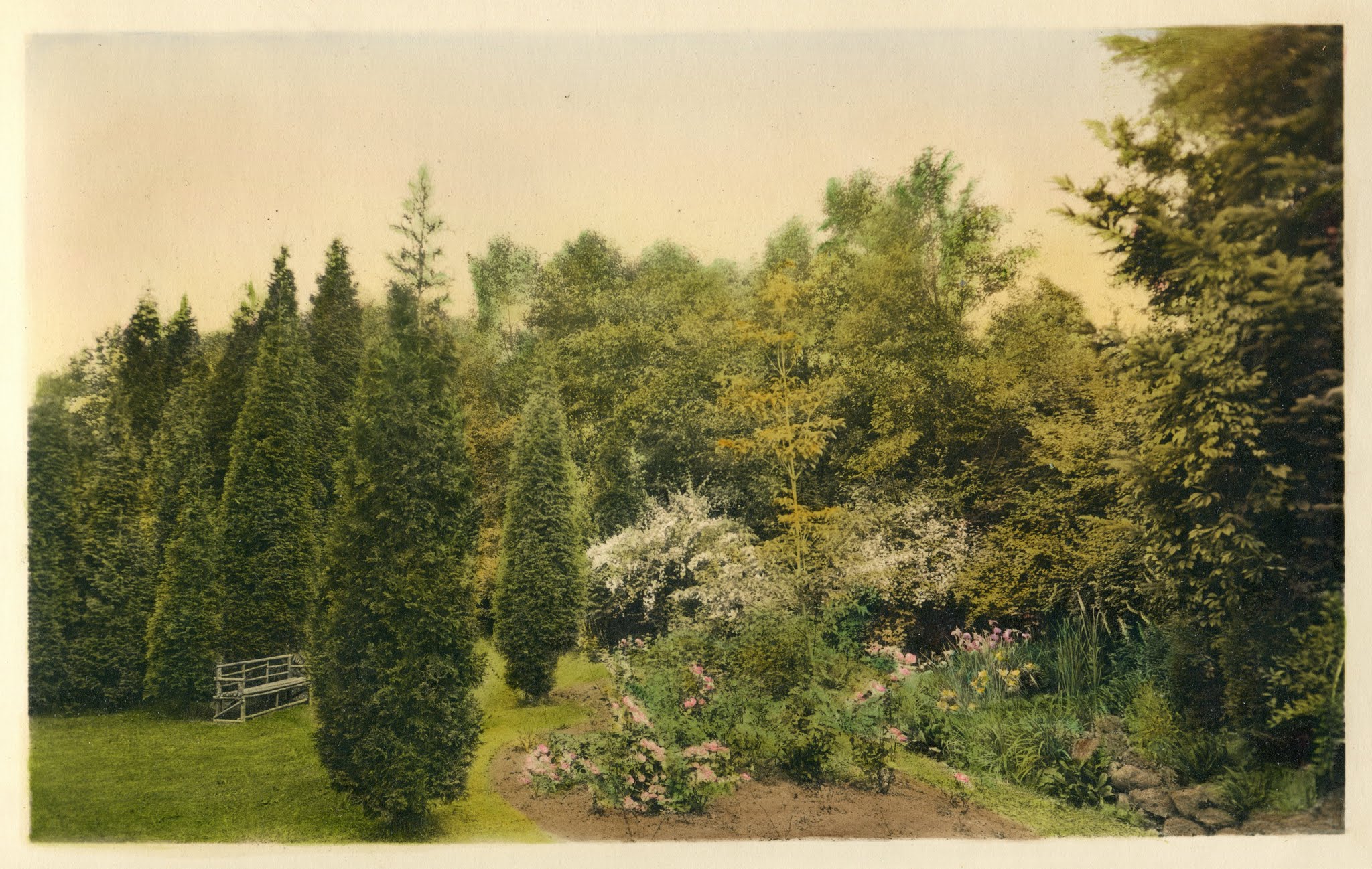 Hand-tinted photo is from the Rodgers family, original residents of Ambleside. Their cottage still stands.