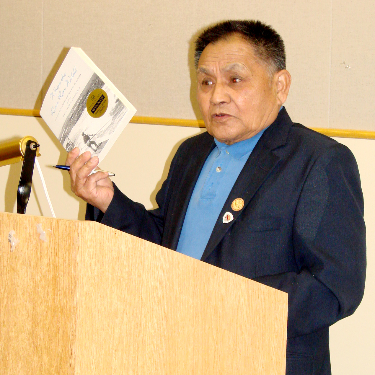 George Aguilar, Sr., on the Oregon Book Awards speaking tour, April 2007, Newport Library.