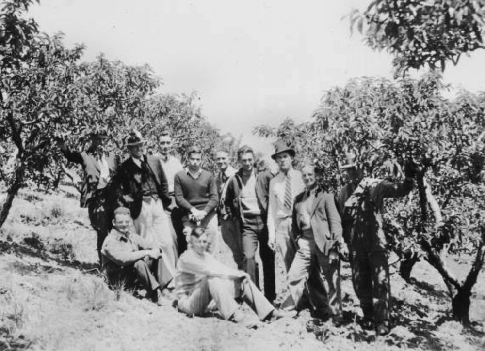 Horticulture class at Ashland orchard, 1935.