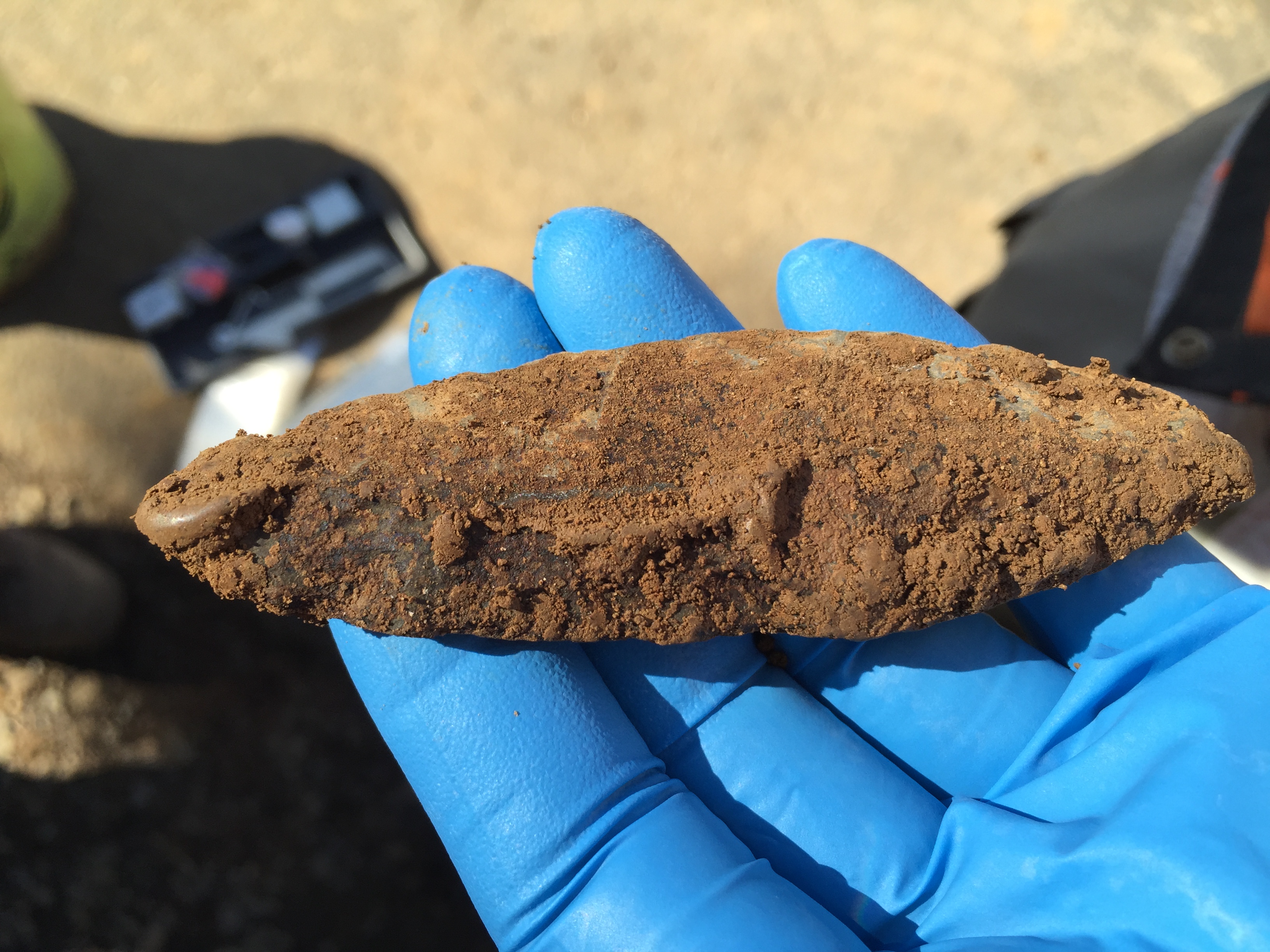 A lanceolate Cascade-style projectile point recovered during the most recent archaeological investigations at the Burnett Site.