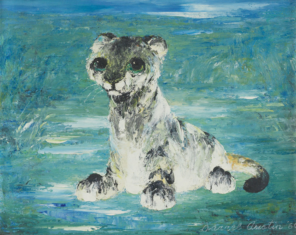 An oil painting by Darrell Austin in 1959 titled "The Young Beast"