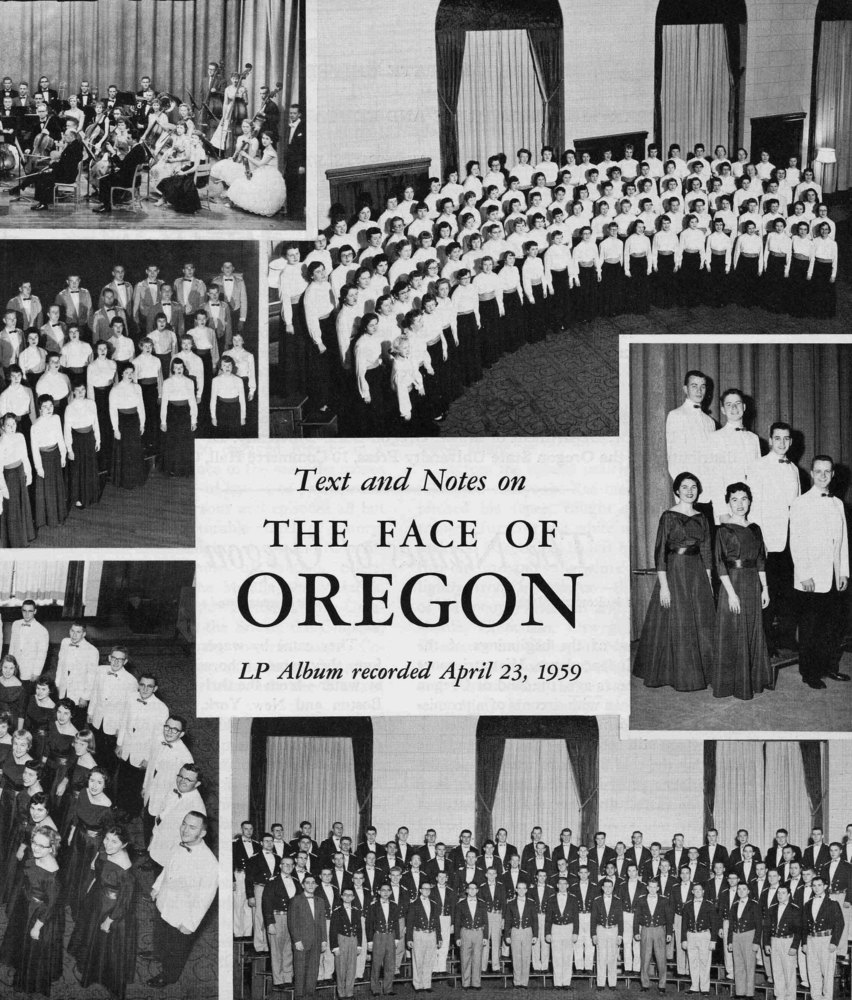 "The Face of Oregon" album cover, recorded in commemoration of the 1959 Oregon Centennial.