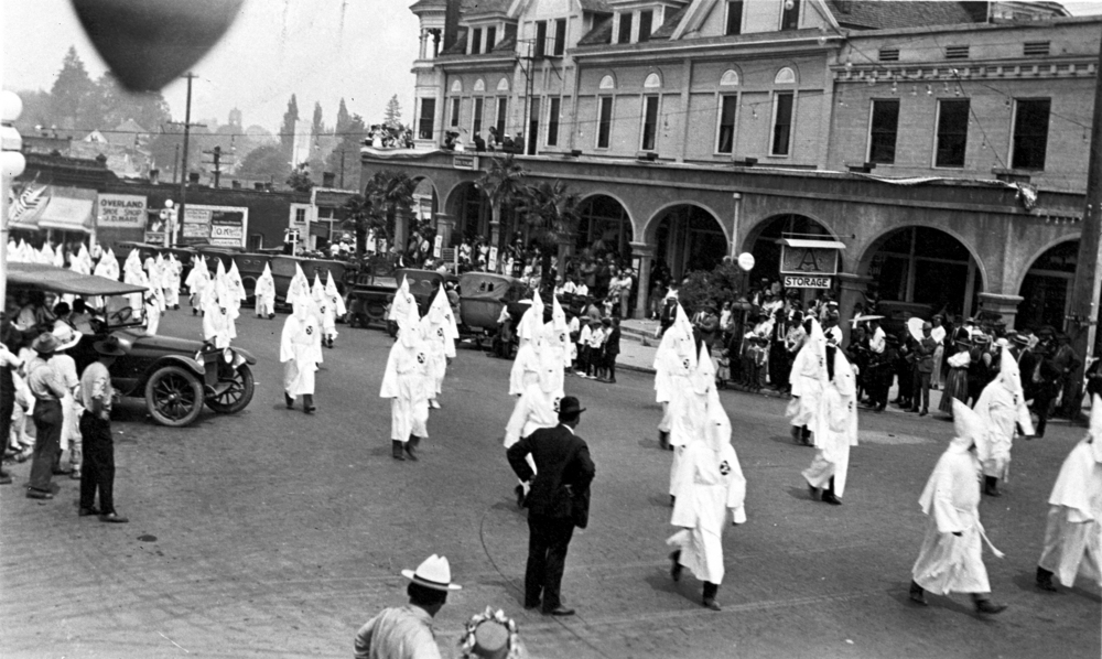Ku Klux Klan parade Ashland, 1910s or 1920s.